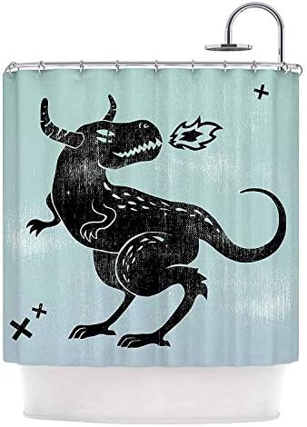 Flaun Anya Volk Fire Monster Blue Illustration Shower Curtain,