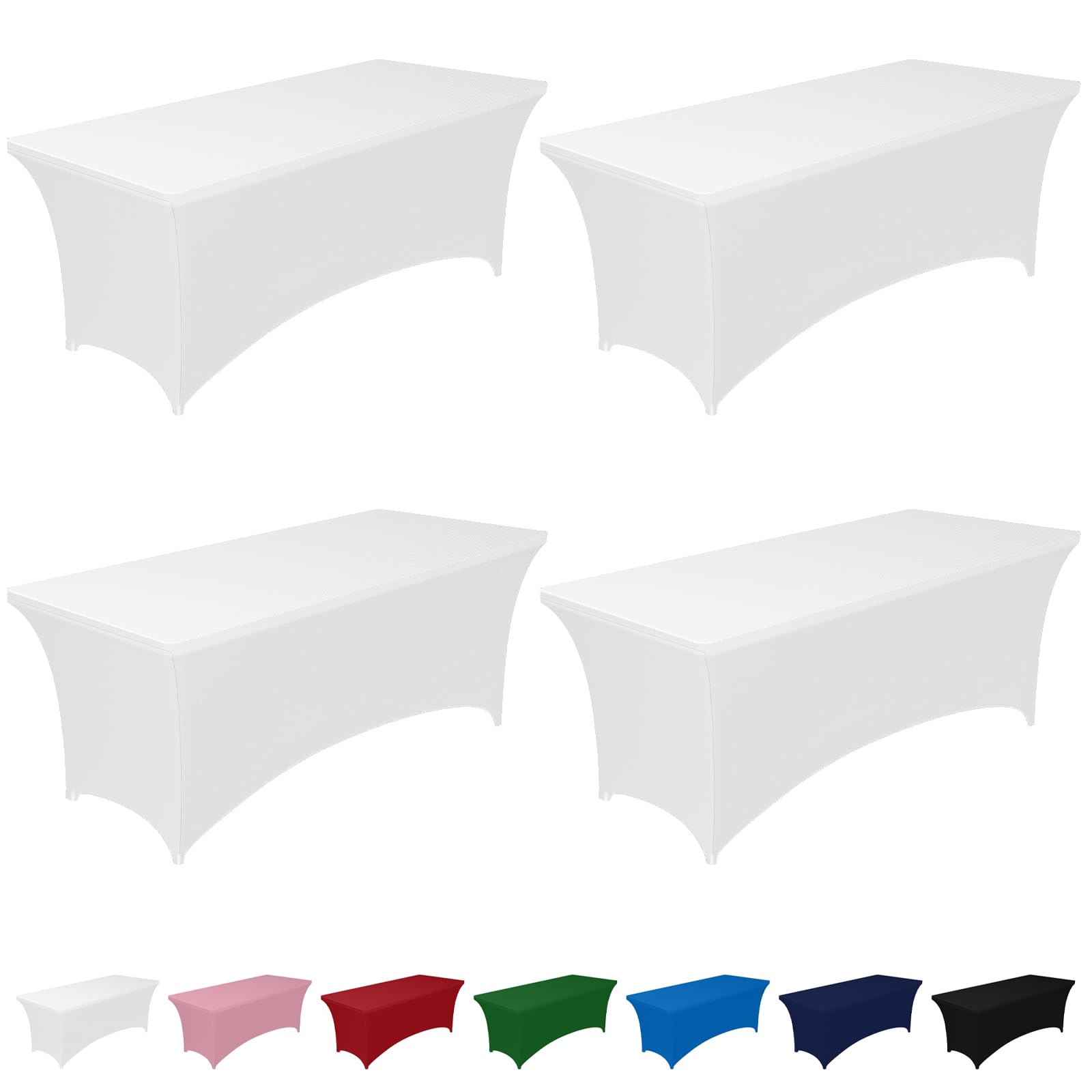 Photo 1 of Pureegg Spandex Tablecloth 6ft - 4 Pack, Fitted and Tight Cloth for Rectangle Table, Wrinkle-Free and Stretch Table Cover for Party, Wedding, Banquet and Birthday, White