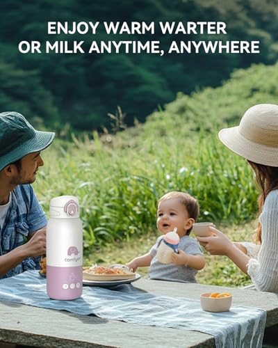 Comfyer BW01 Portable Milk Warmer for Travel, Portable Bottle Warmer with Fast Heating & Long Battery Life, Dual Heating for Breast Milk & Water, 12 Ounces Big Capacity, Car, Airplane Journey