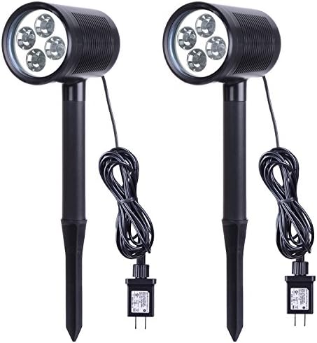CREATIVE DESIGN Outdoor Spotlight Landscape Lighting, 4 Led Garden Light with 110V AC Adapter Power Plug for Yard, Lawn, Garden (2 Pack)