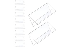 Alipis 10Pcs Acrylic Office Desk Name Plate Holders, Reusable Double-Sided V-Shaped Table Card Stands