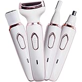 ANFOOS Electric Razor for Women,Hair Trimmer for Face Nose Eyebrow Beard Mustache Arm Leg Armpit Bikini,Painless Rechargeable Portable 4 in 1 Womens Body Shavers Set