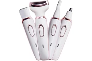 ANFOOS Electric Razor for Women,Hair Trimmer for Face Nose Eyebrow Beard Mustache Arm Leg Armpit Bikini,Painless Rechargeable Portable 4 in 1 Womens Body Shavers Set