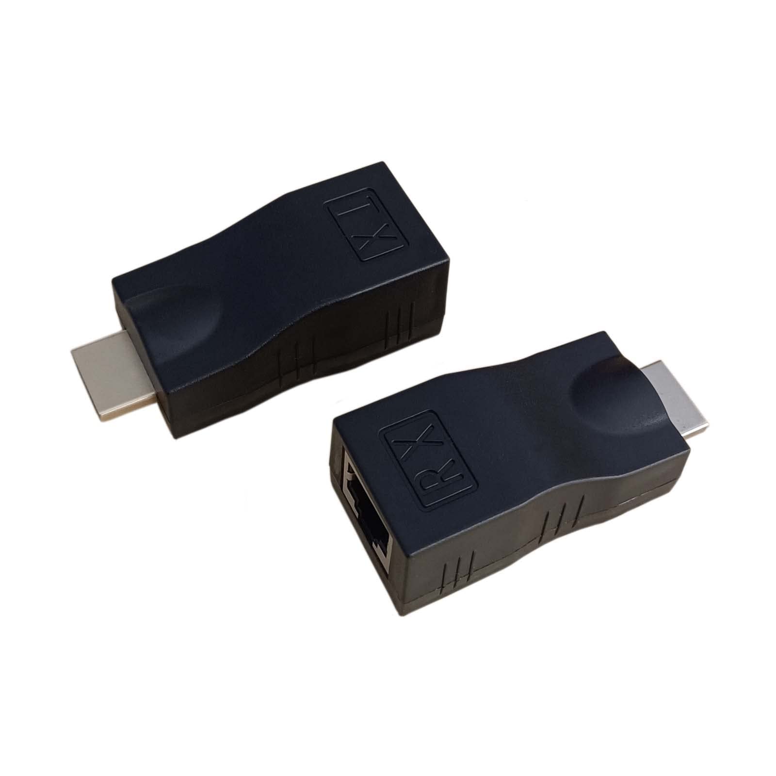 Mebamce Black HDMI Extender, HDMI to RJ45 Network Cable Extender Converter Repeater Over Cat 5e / 6 1080p Included Transmitter and Receiver for HDTV PS4 STB DVD 4K 2K