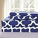Lux Decor Collection Bed Sheets Set Brushed Microfiber 1800 Bedding - Wrinkle, Fade, Stain Resistant - Hypoallergenic - 4 Piece (Queen, Navy Blue/White)