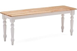 Boraam Farmhouse Bench, White/Natural 14 x 48 x 18