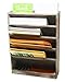 Executive Office Solutions Distressed Torched Wood Vintage Rustic Wooden 5 Slot Office Desk or Wall Mounted Hanging File Document Organizer & Mail Rack Tray - Barnwood (WR10)