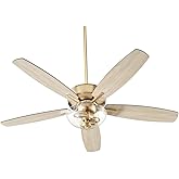 Quorum 7052-280 Transitional 52``Ceiling Fan from Breeze Collection in Brass - Antique Finish,