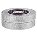 VATIN Glitter Metallic Silver Ribbon 5/8 inches Wide Sparkly Fabric Ribbon for Gift Crafters Sewing Wedding Party Brithday Wrap Card Making Hair Bows Floral Projects 25 Yards/Roll x 2 Rolls