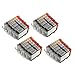 20 Pack (4LB/4SB/4C/4M/4Y) Non-OEM Combo Pack Ink w/ Chip for Canon PGI-5BK CLI-8 Pixma MP500 MP530 MP600 MP800 MP830 iP4200 iP4300 iP4500 iP5200 iP5200