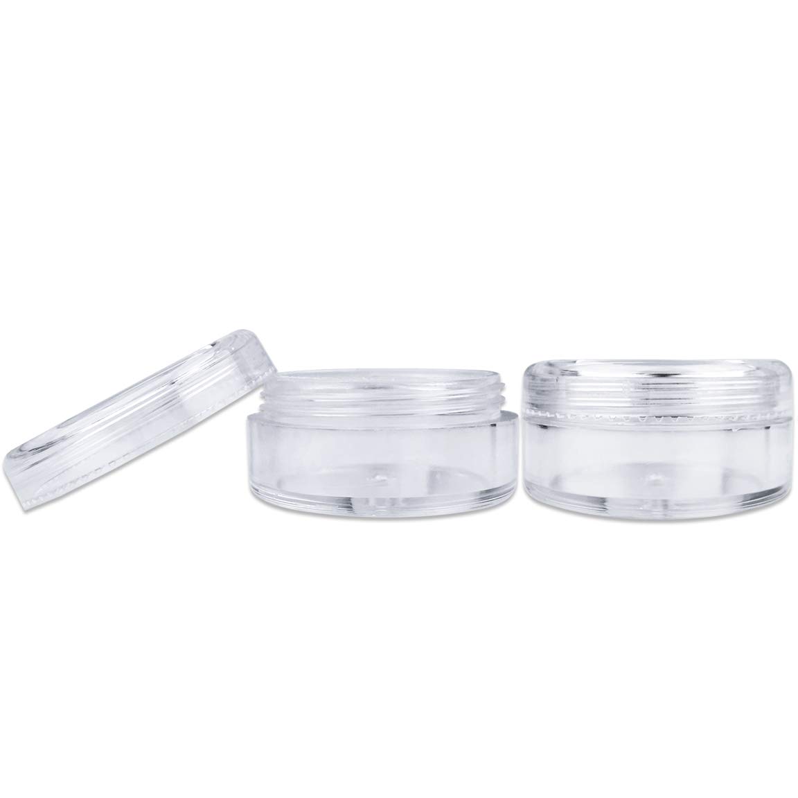 50 New Empty 5 Grams Acrylic Clear Round Jars - BPA Free Containers for Cosmetic, Lotion, Cream, Makeup, Bead, Eye shadow, Rhinestone, Samples, Pot, 5g/5ml (Clear Lid (50 Jars) : Beauty