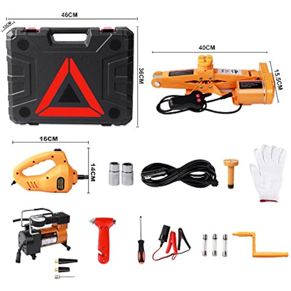 Electric Car Floor Jack Set 3 Ton Allinone Automatic 12v Scissor Lift