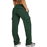 Waitfairy Cargo Sweatpants for Women - Straight Leg Fleece Lined Joggers Women Barrel Sweat Pants for Girls Y2k Clothes