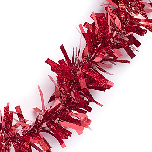 Anderson's Iridescent Shimmer/Glitter Sparkle Garland, Red 4 inches