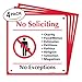 No Soliciting No Exceptions Self Adhesive Sticker Dimne, Package 4 Mil Vinyl Decal Stickers USA Made by My Sign Center Red and White