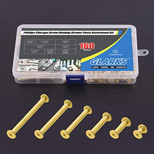 image for Glarks 80 Sets Chicago Screws Assortment, M5 x 6/15/25/35/45/55 Brass 