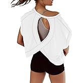COWOKA Womens Open Back Short Sleeve Workout Tops Backless Athletic T Shirts Yoga Y2k Crop Running Tees