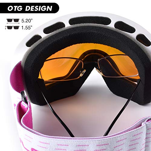 Snowledge Ski Snowboard Goggles with UV400 Protection, OTG Skiing Snowboarding Goggles of Double Spherical Lens with Anti-Fog Ski Goggles for Men, Women, Helmet Compatible Snow Goggles - Thumbnail 3