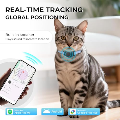 NozlaID Cat Tracker (iOS & Android) - Mini SmartTag Tracker for Cats Without Subscription - Waterproof Stretchy GPS Cat Dog Collar Locator (1 Pack)