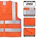 Neiko 53946A High-Visibility Safety Vest with Reflective Strips for Emergency, Construction, and Safety Use, Neon Orange, X-Large