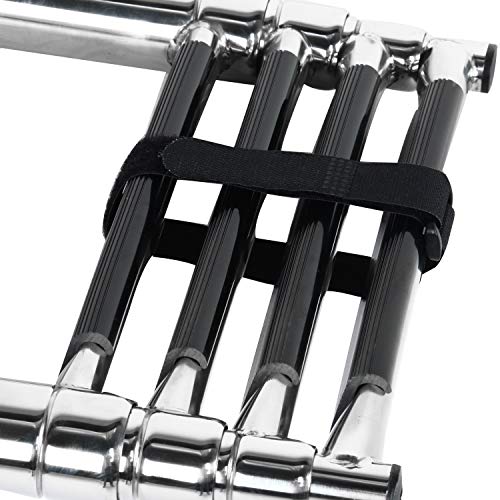DasMarine 4 Step Ladder 316 Stainless Steel Telescoping Ladder, Telescoping Folding Over Platform Boarding Swim Step Ladder with Built in Handle, 900 lbs. Capacity with Secure Strap