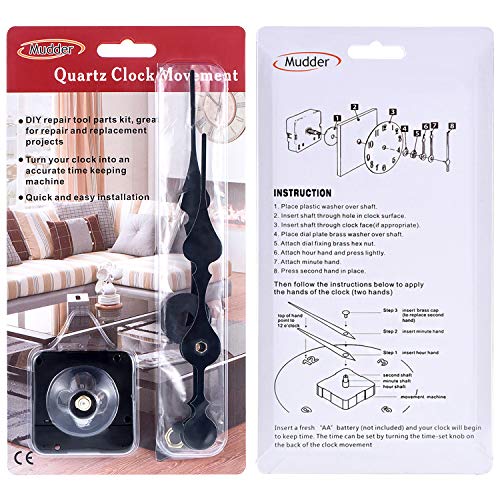 Mudder Quartz Clock Movement with Hands to Fit Dials up to 40 cm/ 15.7