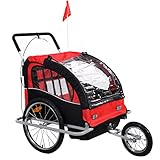 Giantex Child Trailer Bicycle Double Foldable Bike Carrier Jogger Stroller Outdoor Weather Resistant Deluxe Seat for 2 Kids Portable Baby Bike Trailer W/Canopy Cover