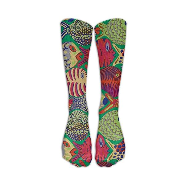 Kaffe Fassett Fish Shoal Green Compression Socks For Men & Women - BEST For Running, Nurses, Shin Splints, Flight Travel…