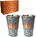 GALROSE Galvanized Mint Julep Cups - Silver with Rose Gold, Set of 2, Iron and Stainless Steel, 16 oz. - Stylish Bar Glasses for Home Bars and Decor