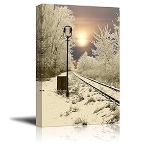 Canvas Prints Wall Art - Abandoned Rail in Winter - 12" x 18"