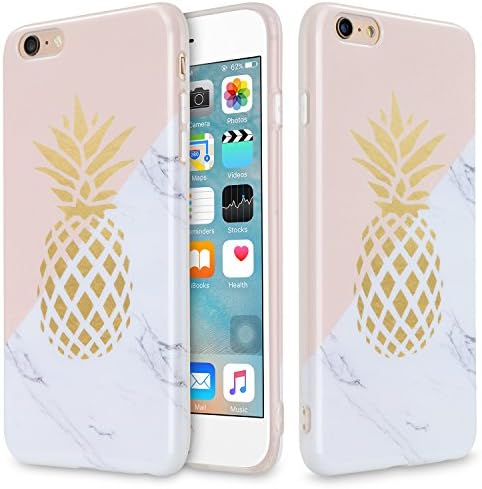 iPhone 6 Plus Case,UARMOR Slim Fit Anti-Scratch Shock-Absorption Bumper Anti-Finger Print TPU Case Cover for Apple iPhone 6s Plus 5.5 inch, Pineapple Marble