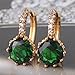 GULICX Yellow Gold Tone Geen rhinestone Retro Alluring Wedding Earrings Hoop