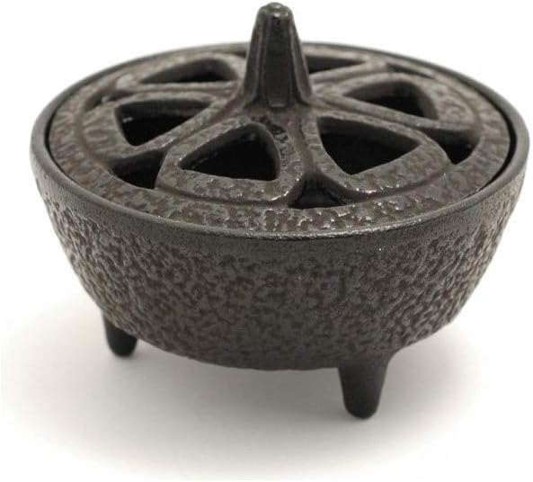 The Smudge Stick Shop Cast Iron Incense Burner - Lotus Patterned Lid