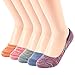 FAYBOX Women Cotton No Show Liner Socks Low Cut Non Slip 3Pack 5 Pack Mix