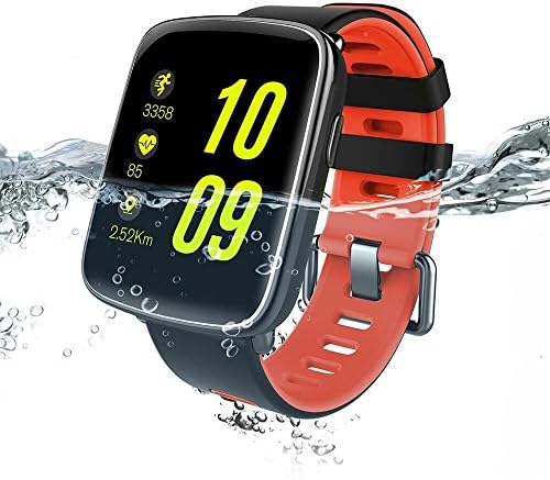 FLDOLPH Smart Watch with 1.54 inch TFT HD LCD Display Waterproof IP68 Water Resistant for Swimming Hear Rate Pedometet Sports Bluetooth Smartwatches Compitable for iOS and Android Smartphones (Red)