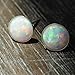 White Opal Stud Earrings 6mm Sterling Silver Opal Post