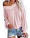 Women's Casual Loose V Neck Long Sleeve Waffle Knit Off Shoulder Tops Oversized Pullover Sweater