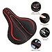 Bike Seat - Yoleo Comfortable Gel Bicycle Seat Memory Foam Waterproof Bicycle Saddle, Dual Shock Absorbing Ball Universal Replacement for Men Women/Indoor-Outdoor (Red)