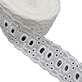 15 Yards 1-1/8 Inches Wide White Cotton Eyelet Lace Ribbon Trimming Tape For Garment Home Decor DIY Craft Supply