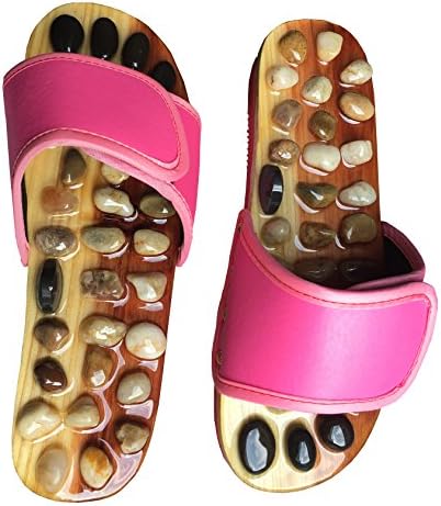 JOINTUP Women Thiatsu Massage Slippers in Natural Stone for Foot Plantar Tens Acupoints Reflexology Therapy for Health Care (US 9, Pink)