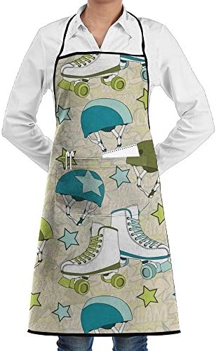 Roller Skate Fun Adult Kitchen Apron Waterproof Wrinkles BBQ Grill Apron