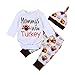 LNGRY Newborn Infant Baby Girl Boy Letter Romper +Pants+Hat Thanksgiving Outfits