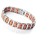 INBLUE Men's Stainless Steel Rubber Bracelet Link Wrist Silver Tone Orange Blue Black Rectangular