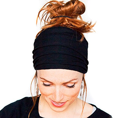 Womens Fashion Pleated Nonslip Headband Headwrap Hairband Turban Hair Accessories Solid Color for Workout Crossfit Yoga Pilates Gym Sports Running