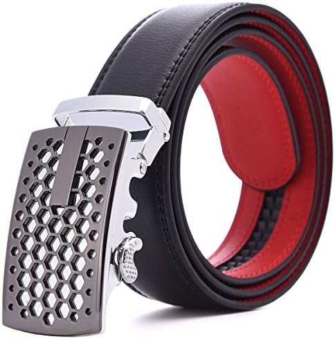 Leather Belts for Men Dress Ratchet Belt 1 3/8" Wide with Open Automatic Buckle Gift Box