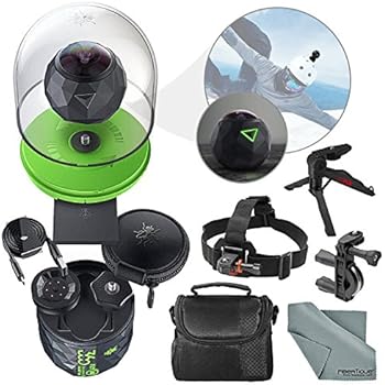 360Fly 4K Action Camera and Accessory Bundle with Camera Mounts + XPIX Tripod + Case + Fibertique Cleaning Cloth