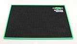 Trifecta Barware 18 X 12 Inch Bar Mat | Service and Spill Mat | Black with Green Edge and Logo