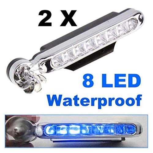 HiGOGO Car LED Light DRL Daytime Running Light Fog Warning Auto Head Lamp Wind Powered Fan Rotation Light 2PC (Blue) - Thumbnail 2