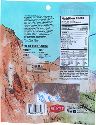 Field Trip All Natural Turkey Jerky, Cracked Pepper, 2.2 Ounce