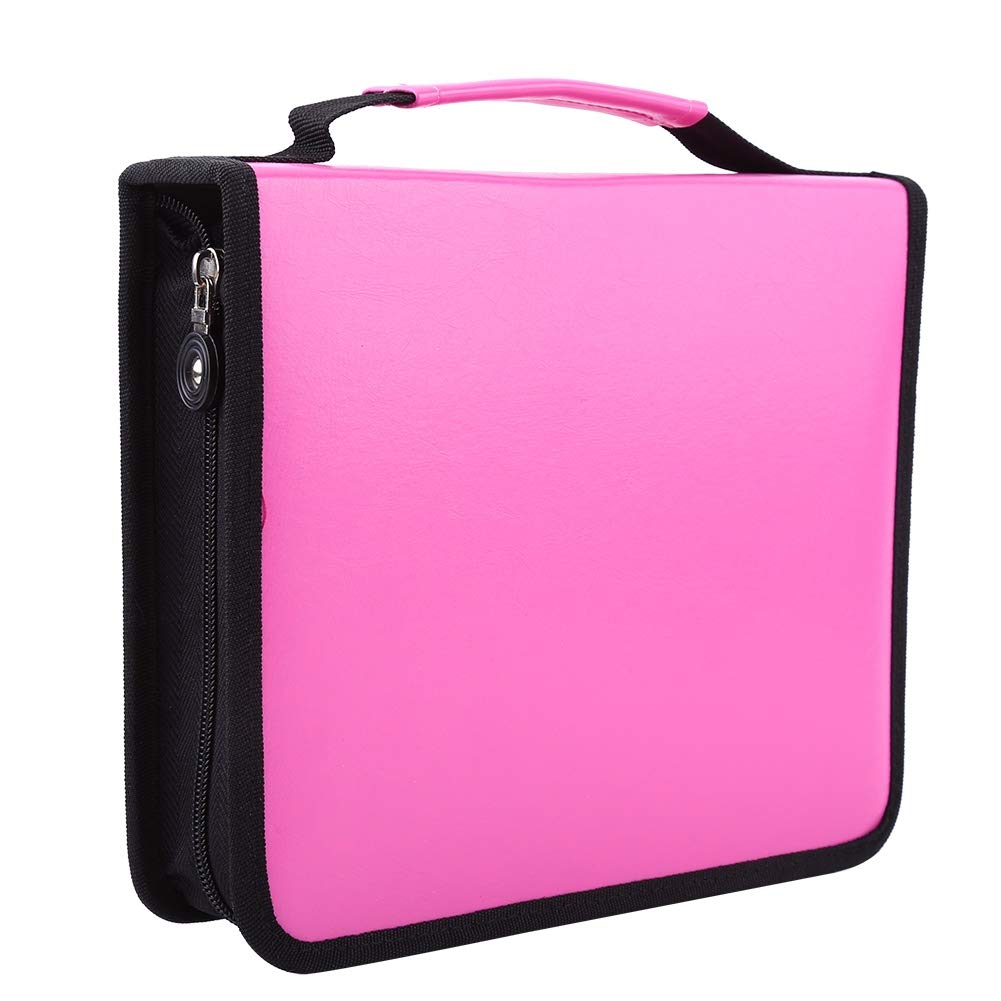 Hztyyier Deluxe PU Leather Pencil Case 120 Slots Pencil Holder Large Capacity Multi-Layer Pencil Bag with Handle Strap(Rose Red) Office Supplies